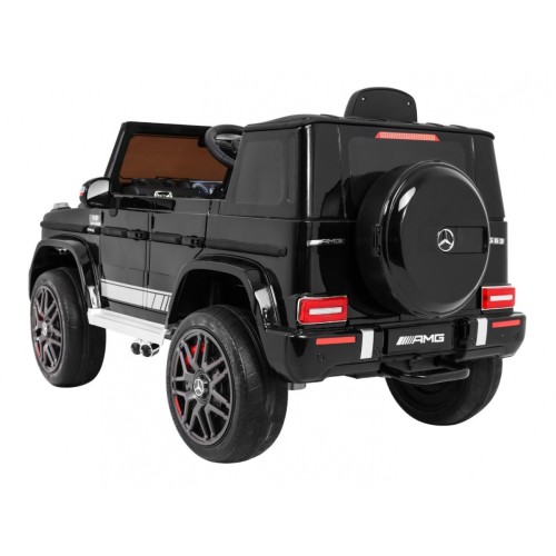Dětský lak Mercedes AMG G63 černý + dálkové ovládání + MP3 LED + pomalý start + EVA + pásy