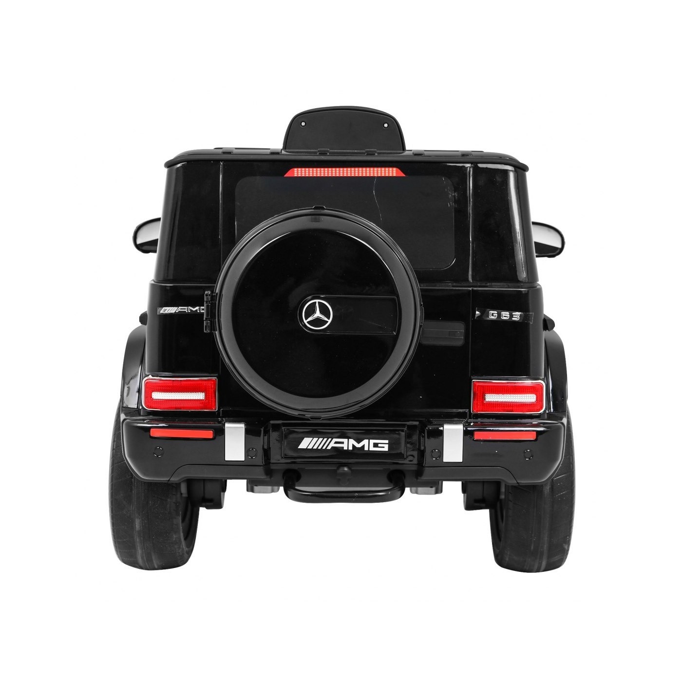 Dětský lak Mercedes AMG G63 černý + dálkové ovládání + MP3 LED + pomalý start + EVA + pásy