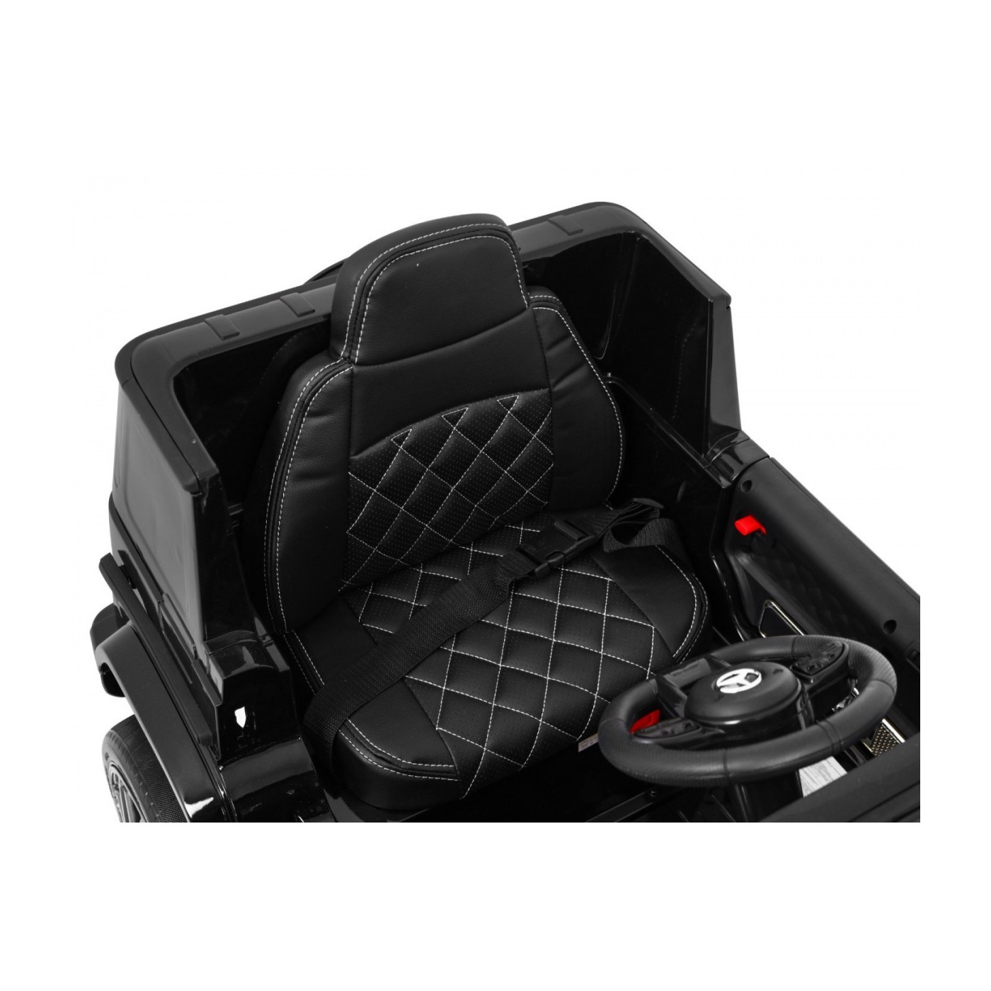 Dětský lak Mercedes AMG G63 černý + dálkové ovládání + MP3 LED + pomalý start + EVA + pásy