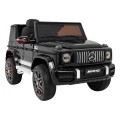 Dětský lak Mercedes AMG G63 černý + dálkové ovládání + MP3 LED + pomalý start + EVA + pásy