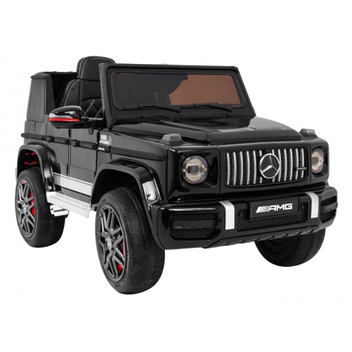 Dětský lak Mercedes AMG G63 černý + dálkové ovládání + MP3 LED + pomalý start + EVA + pásy