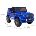 Dětský lak Mercedes AMG G63 modrý + dálkové ovládání + MP3 LED + pomalý start + EVA + pásy