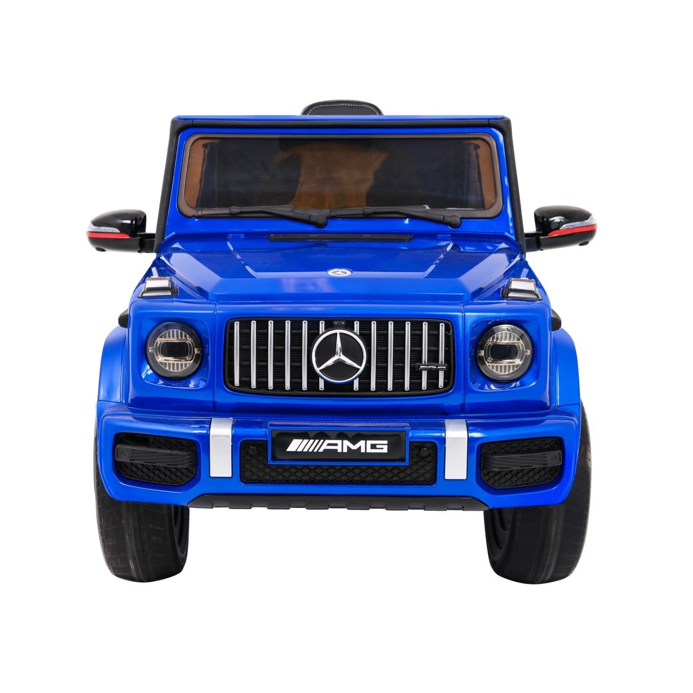 Dětský lak Mercedes AMG G63 modrý + dálkové ovládání + MP3 LED + pomalý start + EVA + pásy