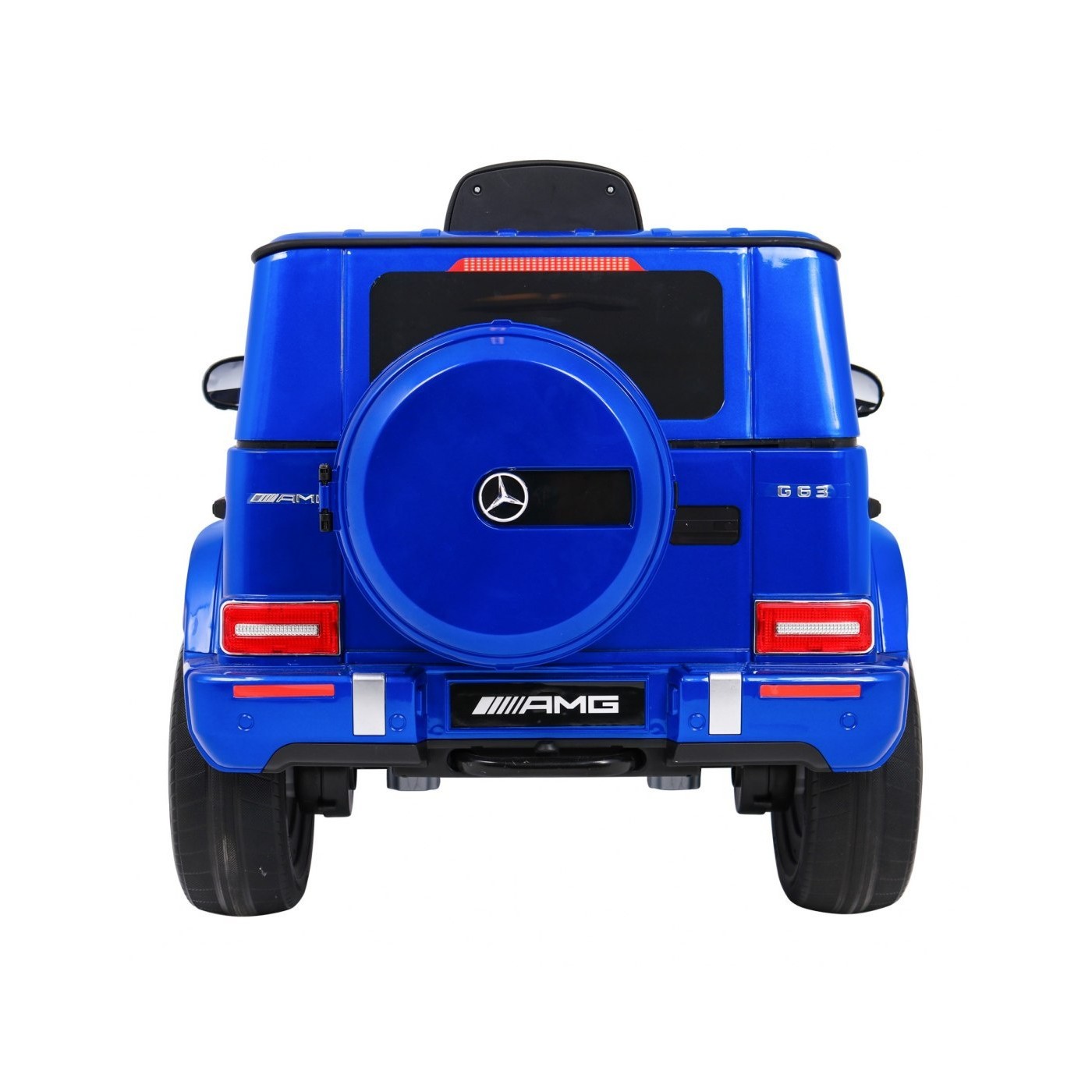 Dětský lak Mercedes AMG G63 modrý + dálkové ovládání + MP3 LED + pomalý start + EVA + pásy