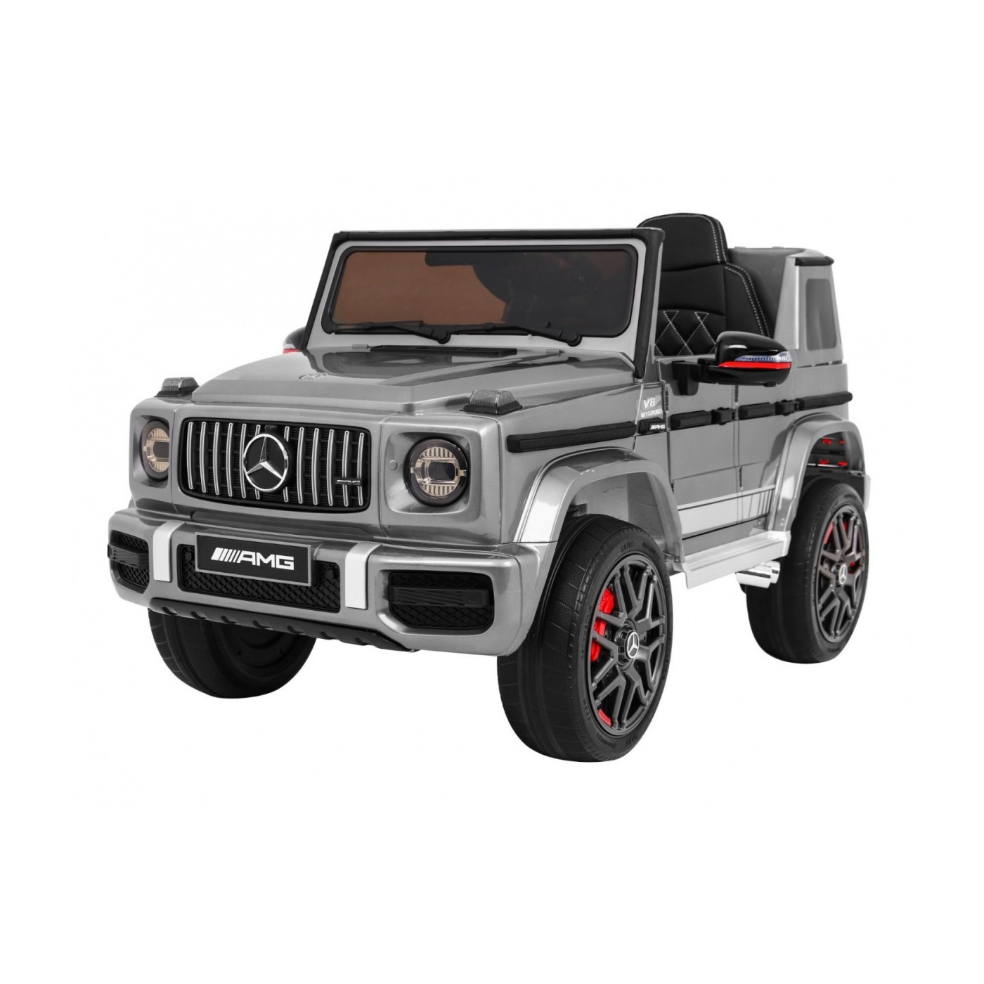 Dětský lak Mercedes AMG G63 stříbrný + dálkové ovládání + MP3 LED + pomalý start + EVA + řemeny