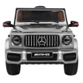 Dětský lak Mercedes AMG G63 stříbrný + dálkové ovládání + MP3 LED + pomalý start + EVA + řemeny