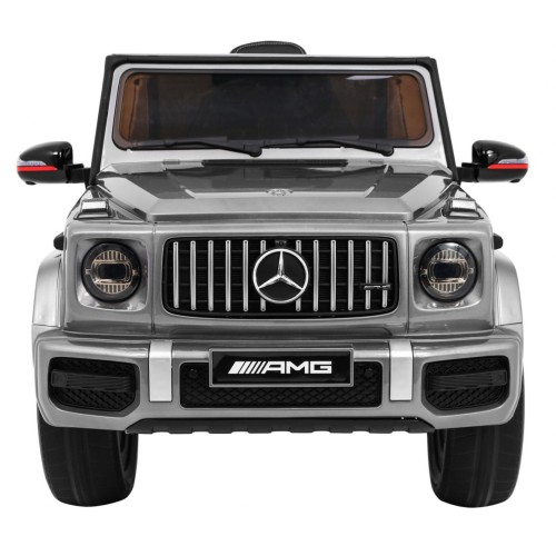 Dětský lak Mercedes AMG G63 stříbrný + dálkové ovládání + MP3 LED + pomalý start + EVA + řemeny