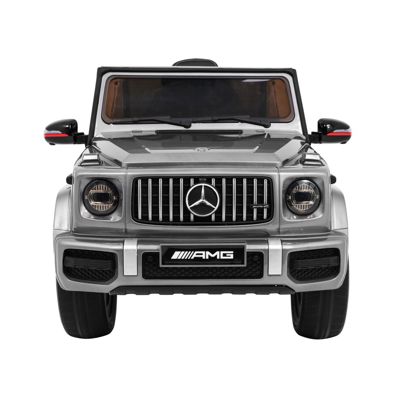 Dětský lak Mercedes AMG G63 stříbrný + dálkové ovládání + MP3 LED + pomalý start + EVA + řemeny