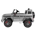 Dětský lak Mercedes AMG G63 stříbrný + dálkové ovládání + MP3 LED + pomalý start + EVA + řemeny