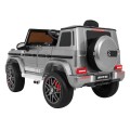 Dětský lak Mercedes AMG G63 stříbrný + dálkové ovládání + MP3 LED + pomalý start + EVA + řemeny