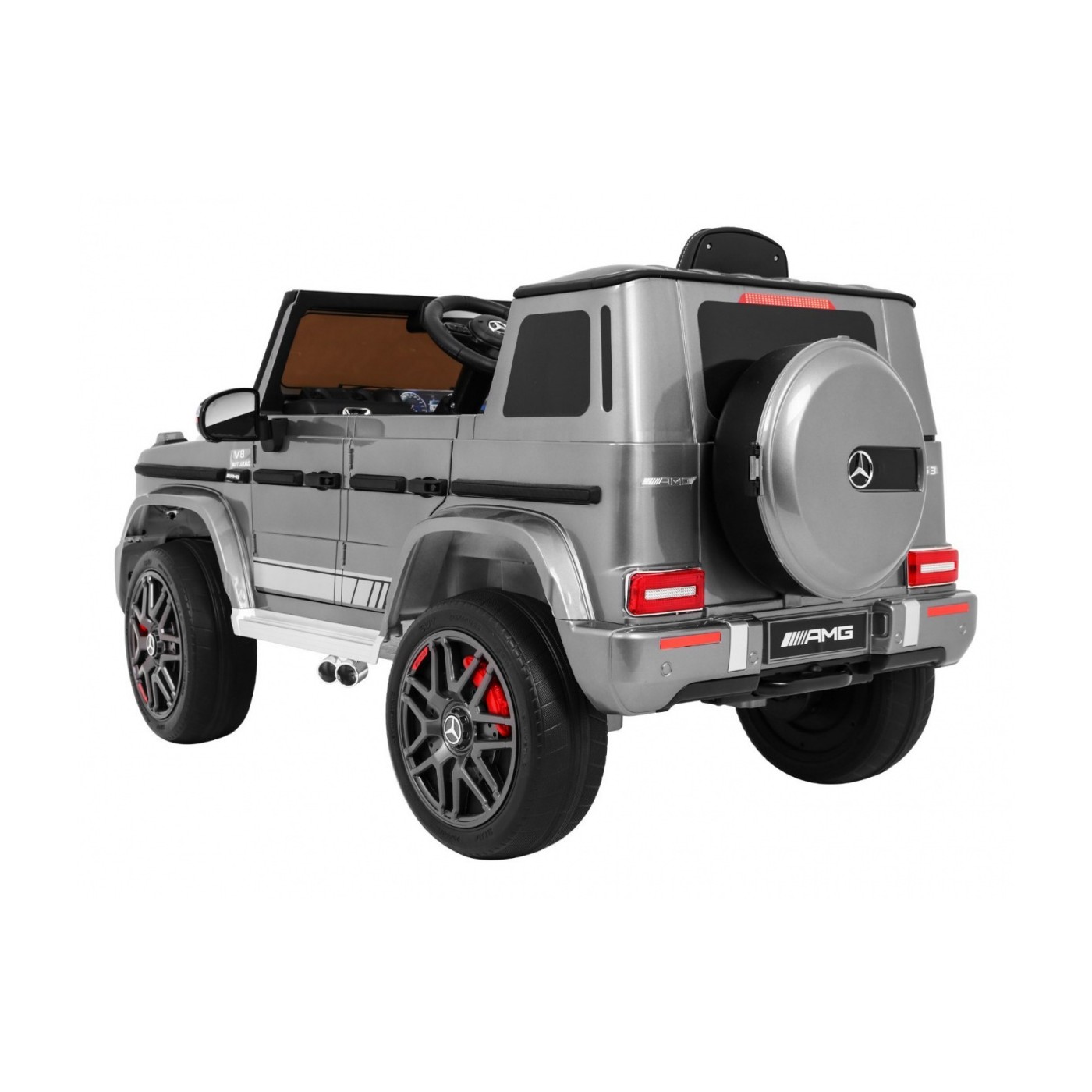Dětský lak Mercedes AMG G63 stříbrný + dálkové ovládání + MP3 LED + pomalý start + EVA + řemeny