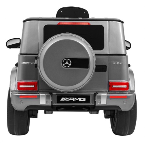 Dětský lak Mercedes AMG G63 stříbrný + dálkové ovládání + MP3 LED + pomalý start + EVA + řemeny