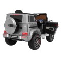 Dětský lak Mercedes AMG G63 stříbrný + dálkové ovládání + MP3 LED + pomalý start + EVA + řemeny