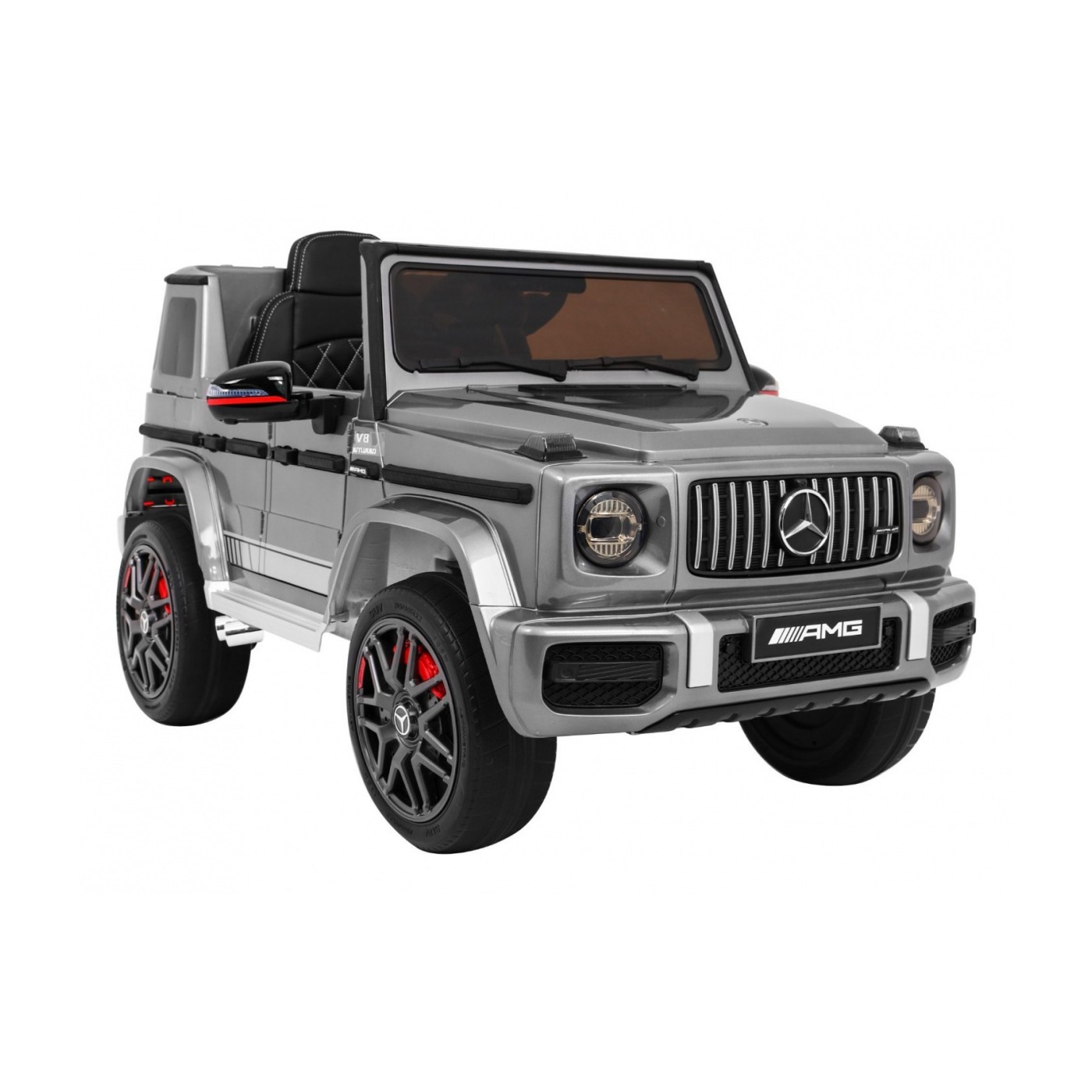 Dětský lak Mercedes AMG G63 stříbrný + dálkové ovládání + MP3 LED + pomalý start + EVA + řemeny