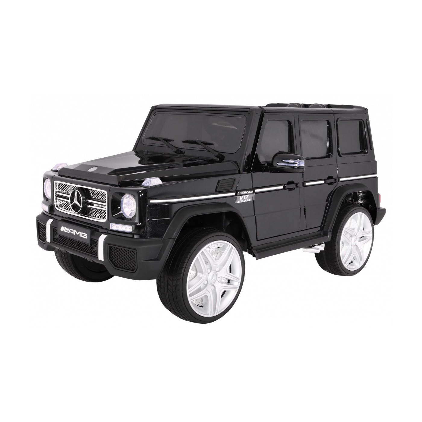 Mercedes AMG G65 dětská baterie auto černý lakovaný kufr světla věčnost
