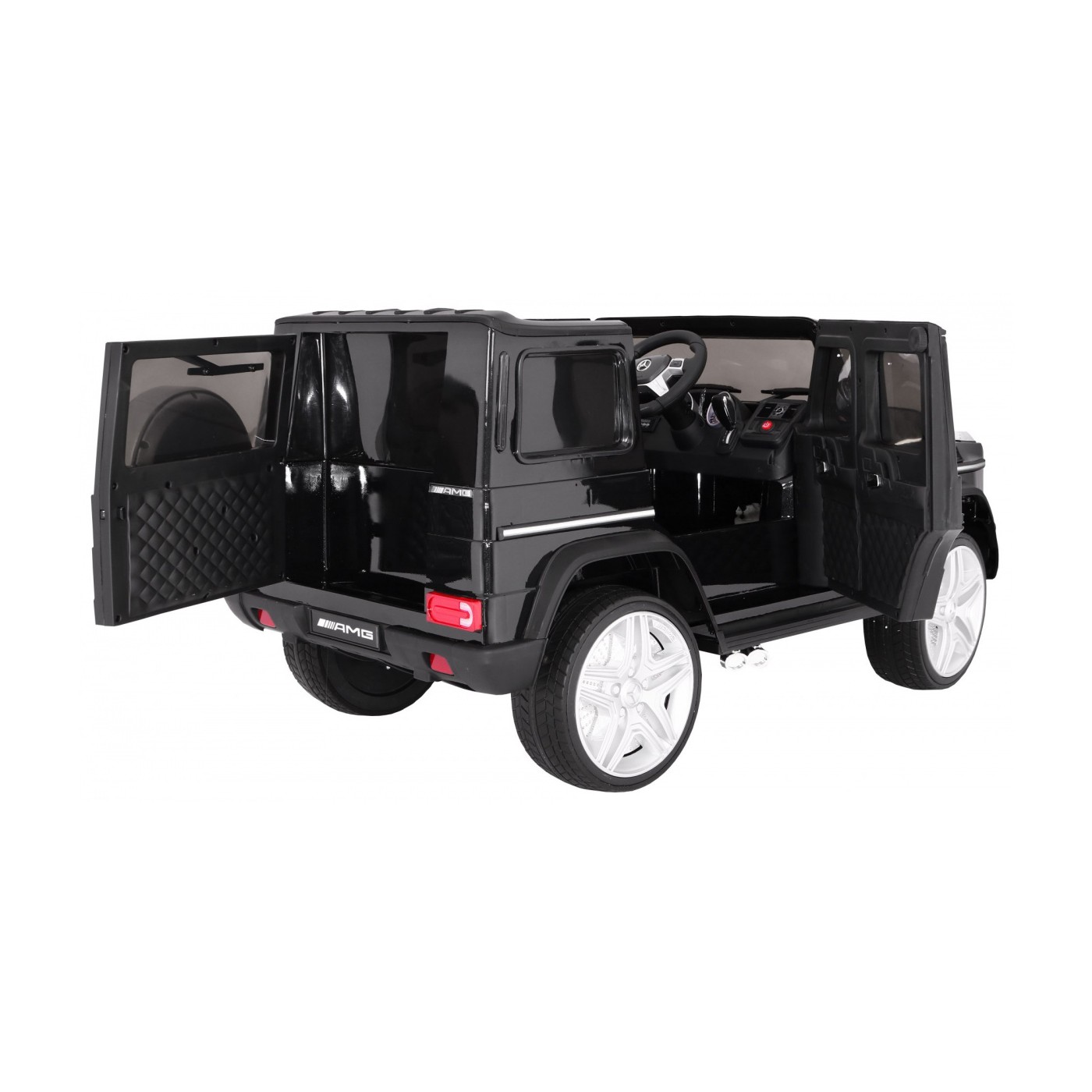 Mercedes AMG G65 dětská baterie auto černý lakovaný kufr světla věčnost