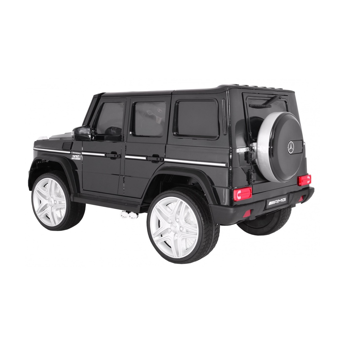 Mercedes AMG G65 dětská baterie auto černý lakovaný kufr světla věčnost