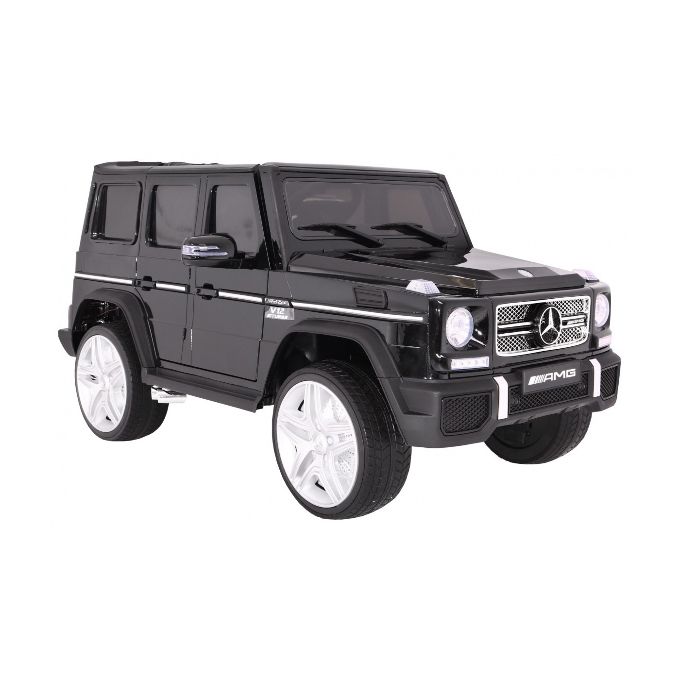 Mercedes AMG G65 dětská baterie auto černý lakovaný kufr světla věčnost