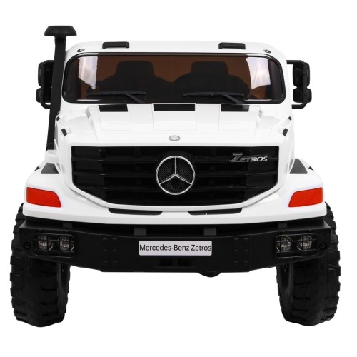 Bílé dětské bateriové auto Mercedes-Benz Zetros + 2místné + zavazadlový prostor + dálkové ovládání