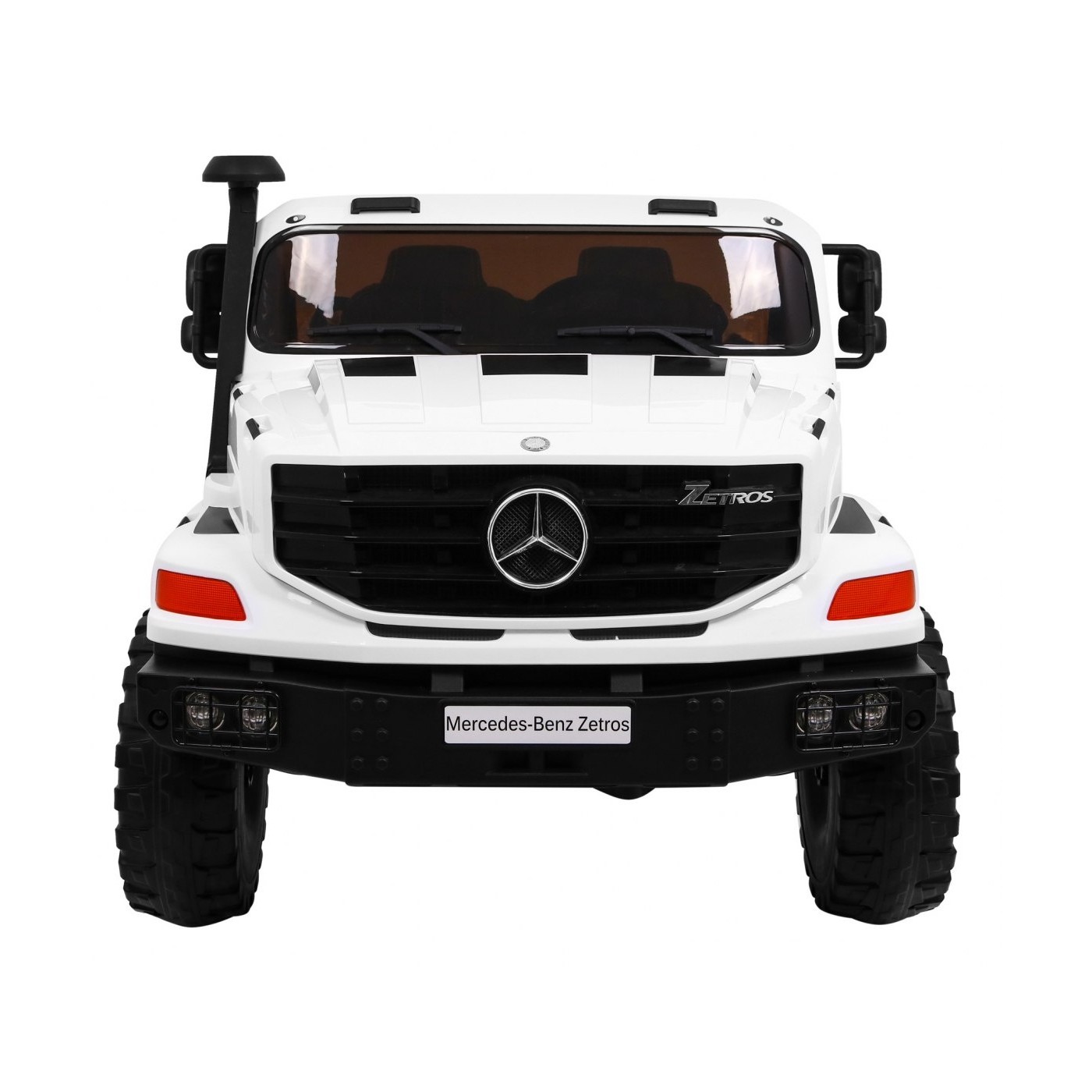 Bílé dětské bateriové auto Mercedes-Benz Zetros + 2místné + zavazadlový prostor + dálkové ovládání
