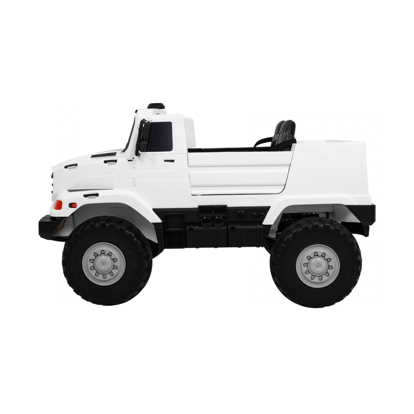 Bílé dětské bateriové auto Mercedes-Benz Zetros + 2místné + zavazadlový prostor + dálkové ovládání