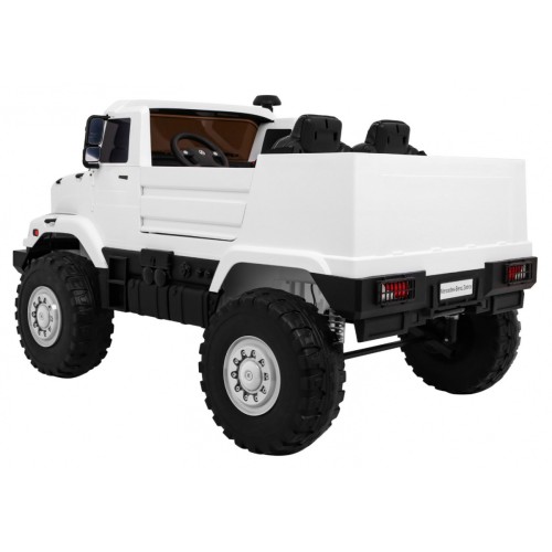 Bílé dětské bateriové auto Mercedes-Benz Zetros + 2místné + zavazadlový prostor + dálkové ovládání