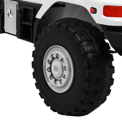 Bílé dětské bateriové auto Mercedes-Benz Zetros + 2místné + zavazadlový prostor + dálkové ovládání