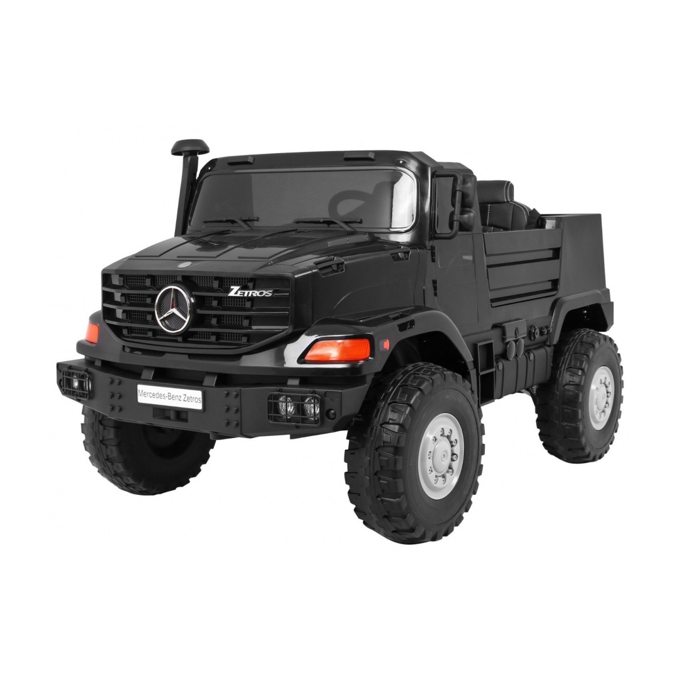 Mercedes-Benz Zetros dětský akumulátorový vůz černý + 2místný + zavazadlový prostor + dálkové ovládání