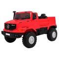 Dětský akumulátorový vůz Mercedes-Benz Zetros červený + 2místný + zavazadlový prostor + dálkové ovládání