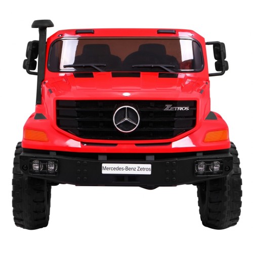Dětský akumulátorový vůz Mercedes-Benz Zetros červený + 2místný + zavazadlový prostor + dálkové ovládání
