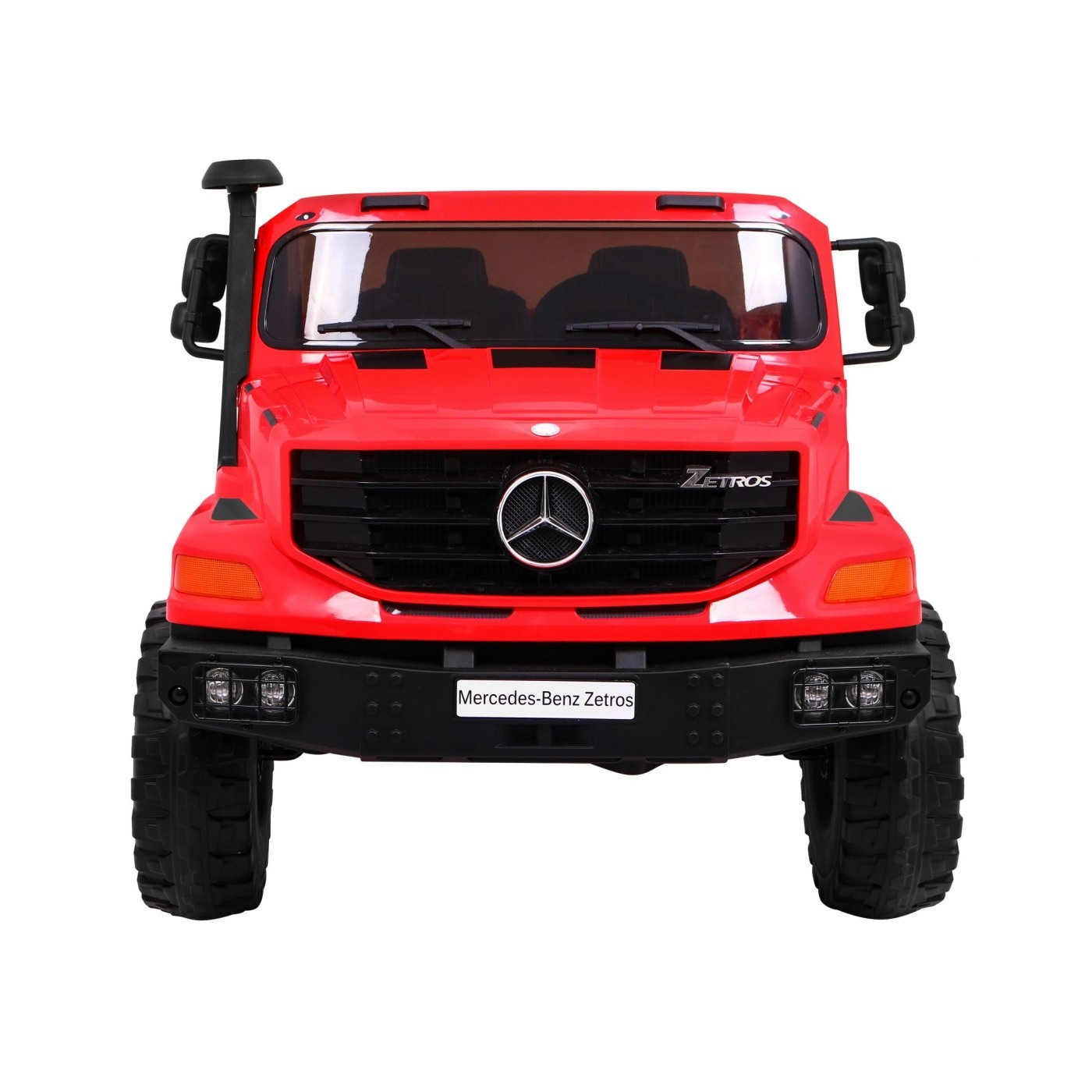 Dětský akumulátorový vůz Mercedes-Benz Zetros červený + 2místný + zavazadlový prostor + dálkové ovládání