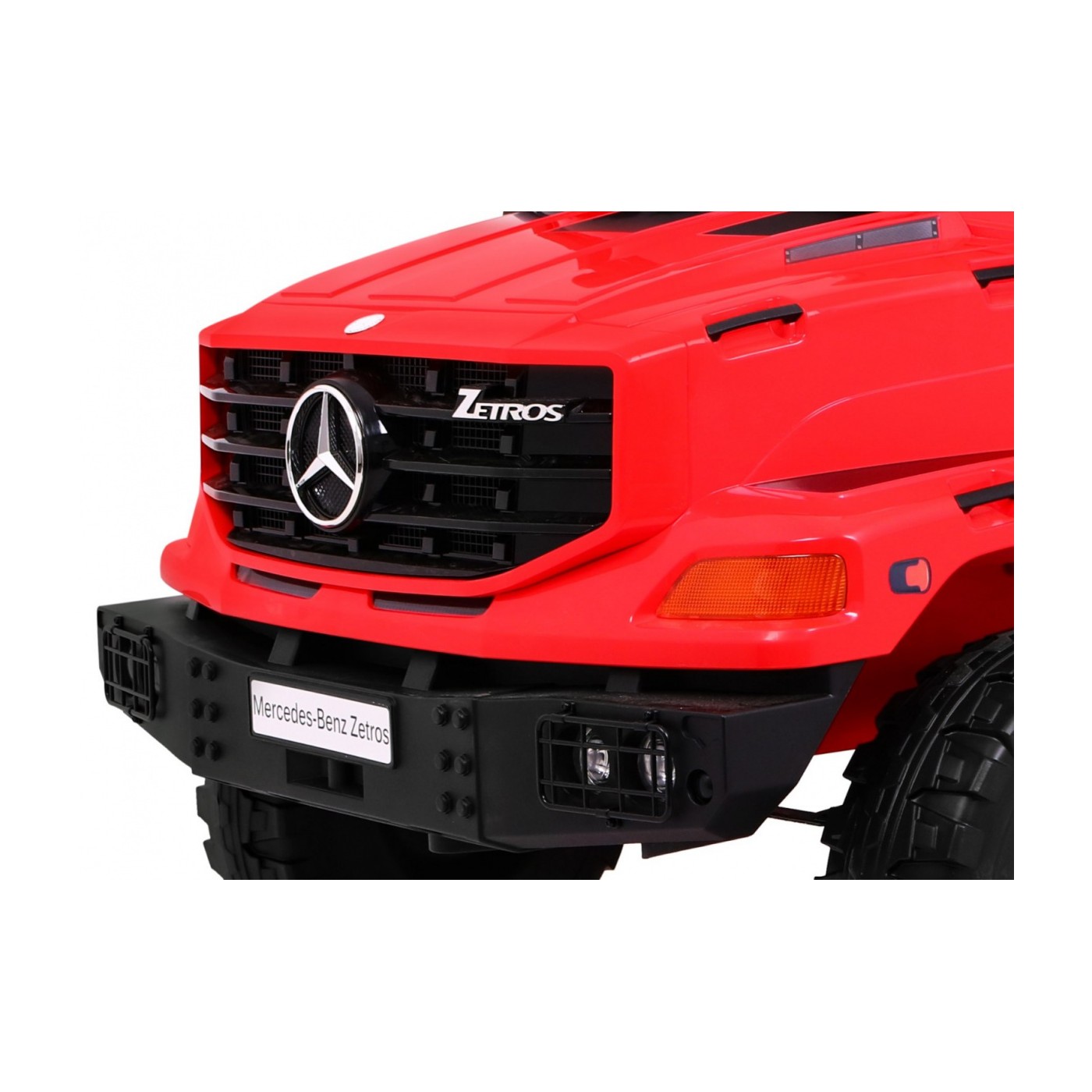 Dětský akumulátorový vůz Mercedes-Benz Zetros červený + 2místný + zavazadlový prostor + dálkové ovládání