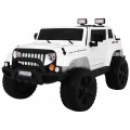 Dětský bateriový vůz Mighty Jeep bílá + 2místný + 4x4 pohon + 2 nosiče zavazadel