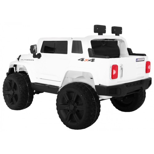 Dětský bateriový vůz Mighty Jeep bílá + 2místný + 4x4 pohon + 2 nosiče zavazadel