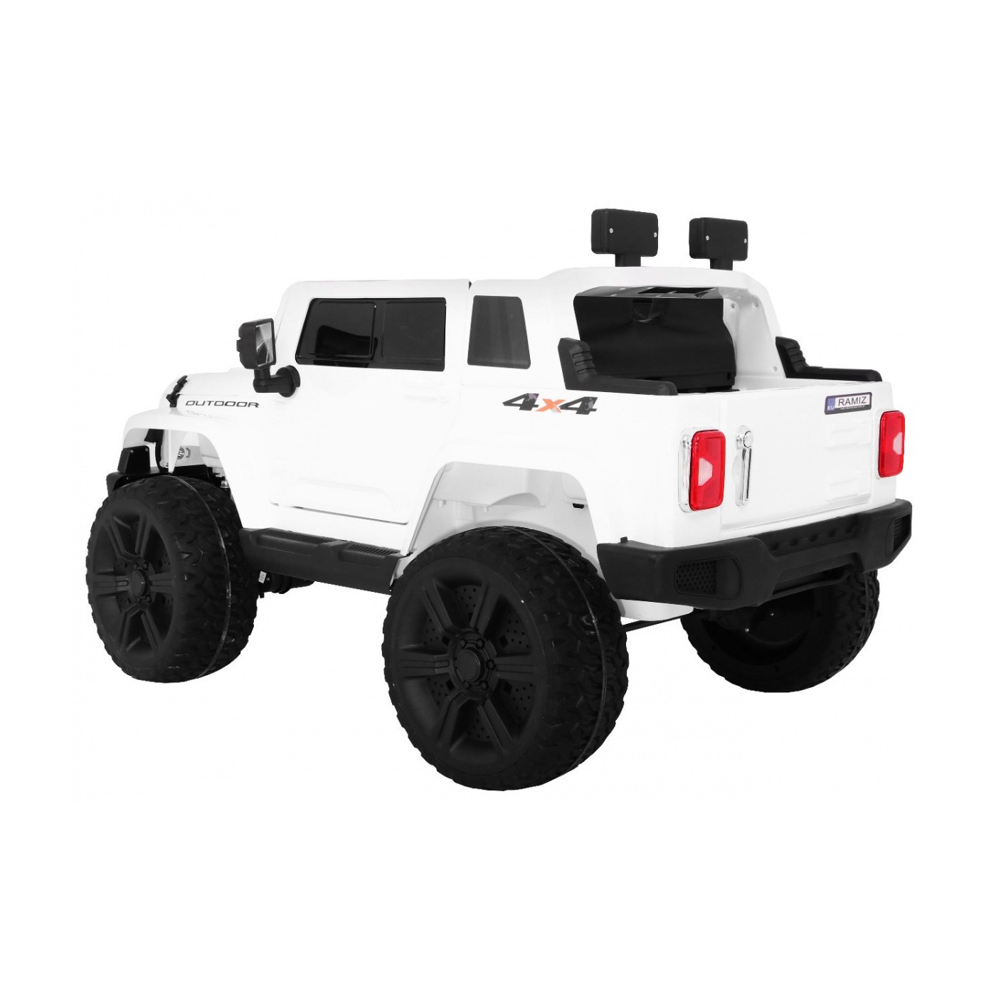 Dětský bateriový vůz Mighty Jeep bílá + 2místný + 4x4 pohon + 2 nosiče zavazadel