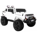 Dětský bateriový vůz Mighty Jeep bílá + 2místný + 4x4 pohon + 2 nosiče zavazadel