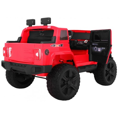 Dětský dobíjecí vůz Mighty Jeep červený + 2místný + 4x4 Drive + 2 nosiče zavazadel