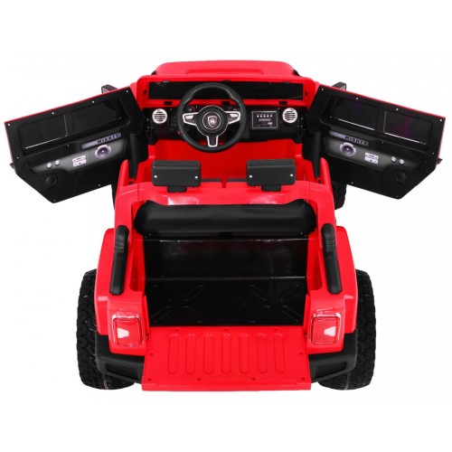 Dětský dobíjecí vůz Mighty Jeep červený + 2místný + 4x4 Drive + 2 nosiče zavazadel