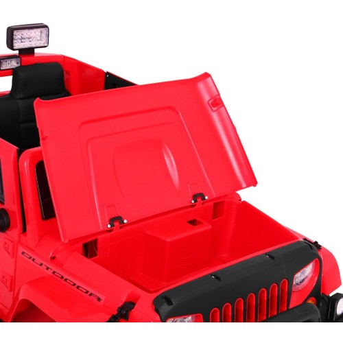 Dětský dobíjecí vůz Mighty Jeep červený + 2místný + 4x4 Drive + 2 nosiče zavazadel