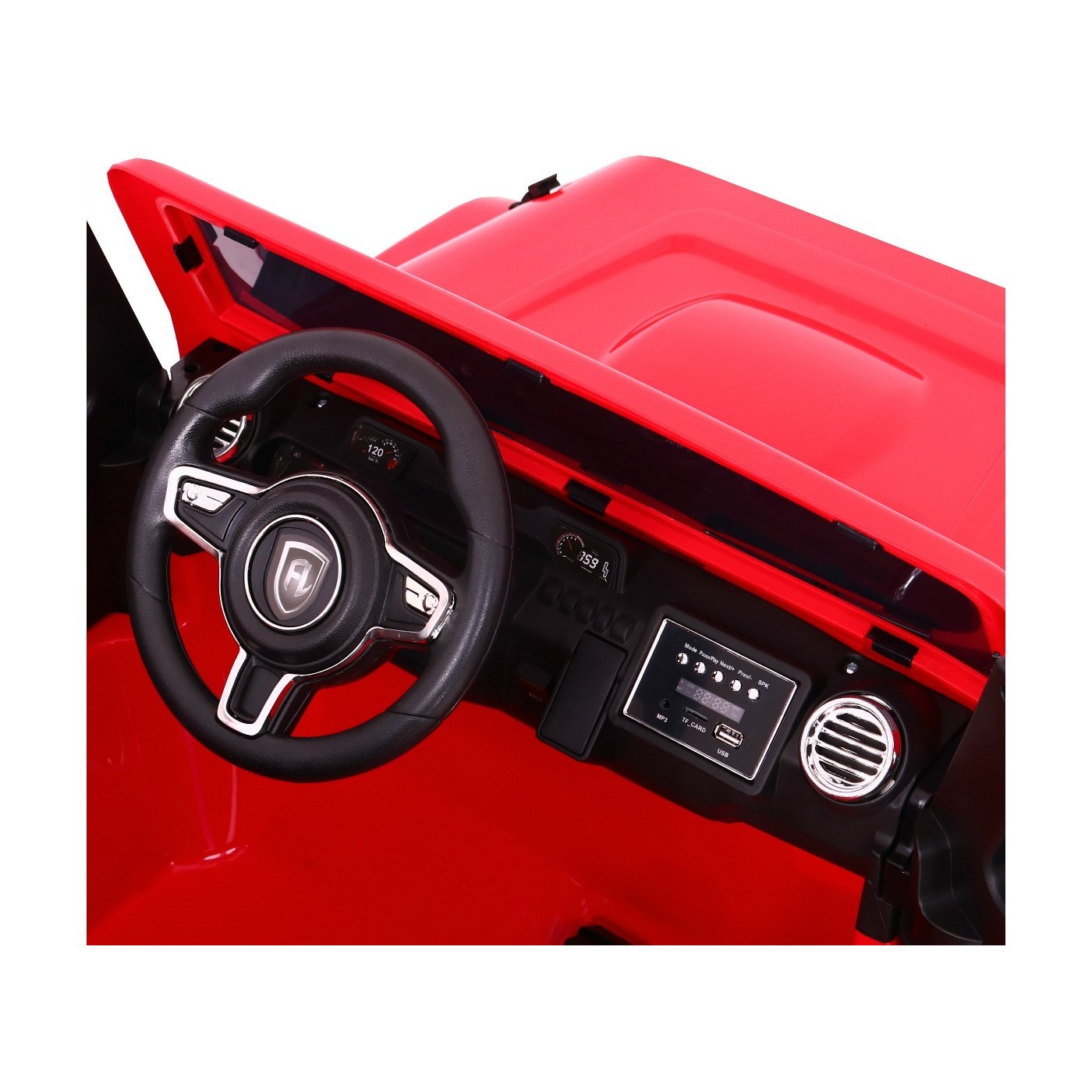 Dětský dobíjecí vůz Mighty Jeep červený + 2místný + 4x4 Drive + 2 nosiče zavazadel