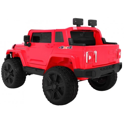 Dětský dobíjecí vůz Mighty Jeep červený + 2místný + 4x4 Drive + 2 nosiče zavazadel