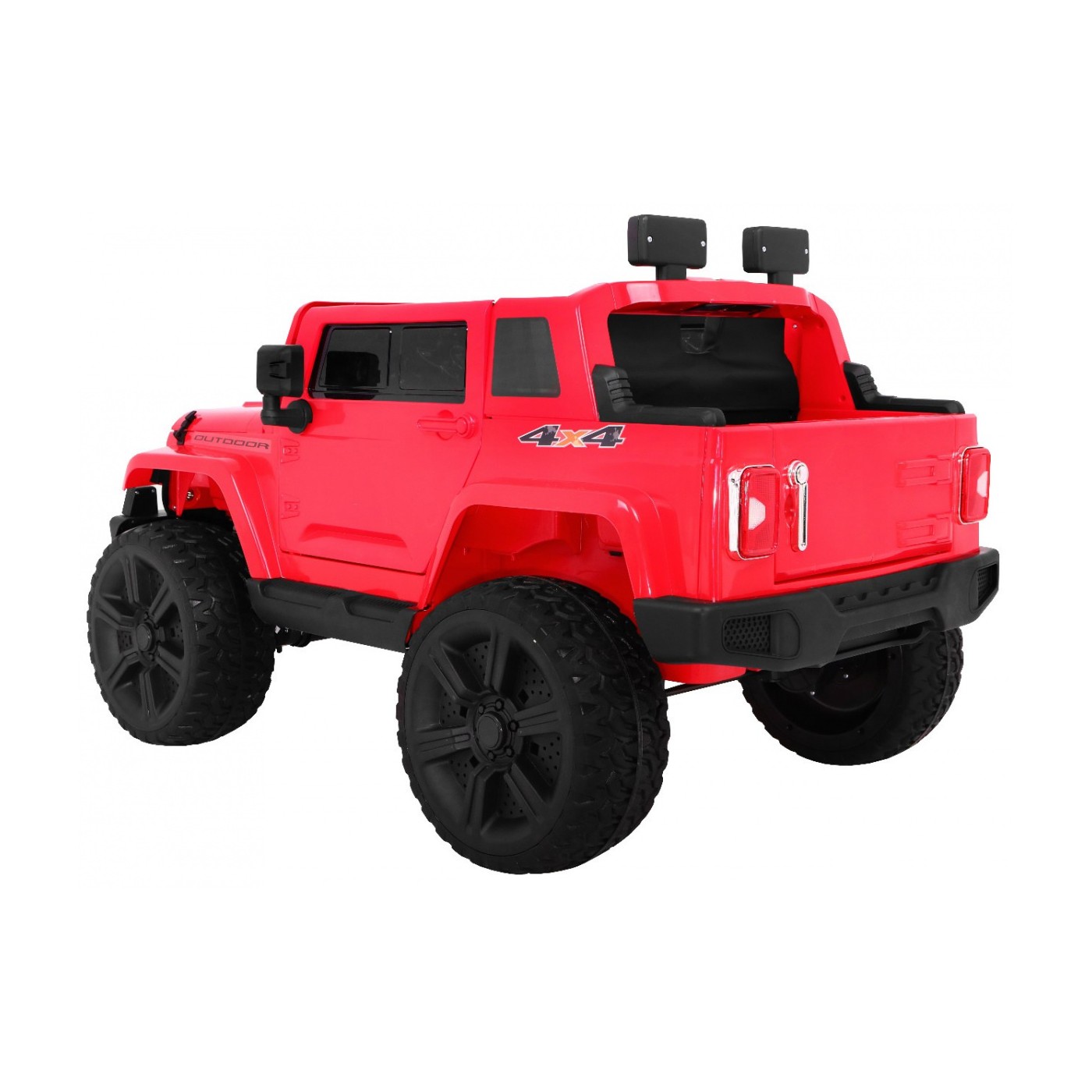 Dětský dobíjecí vůz Mighty Jeep červený + 2místný + 4x4 Drive + 2 nosiče zavazadel