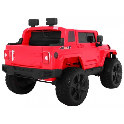 Dětský dobíjecí vůz Mighty Jeep červený + 2místný + 4x4 Drive + 2 nosiče zavazadel