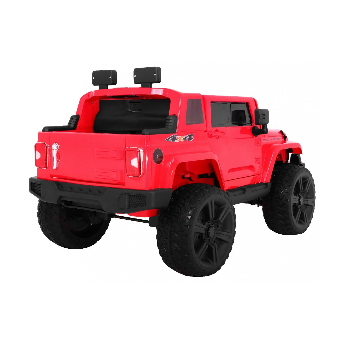Dětský dobíjecí vůz Mighty Jeep červený + 2místný + 4x4 Drive + 2 nosiče zavazadel
