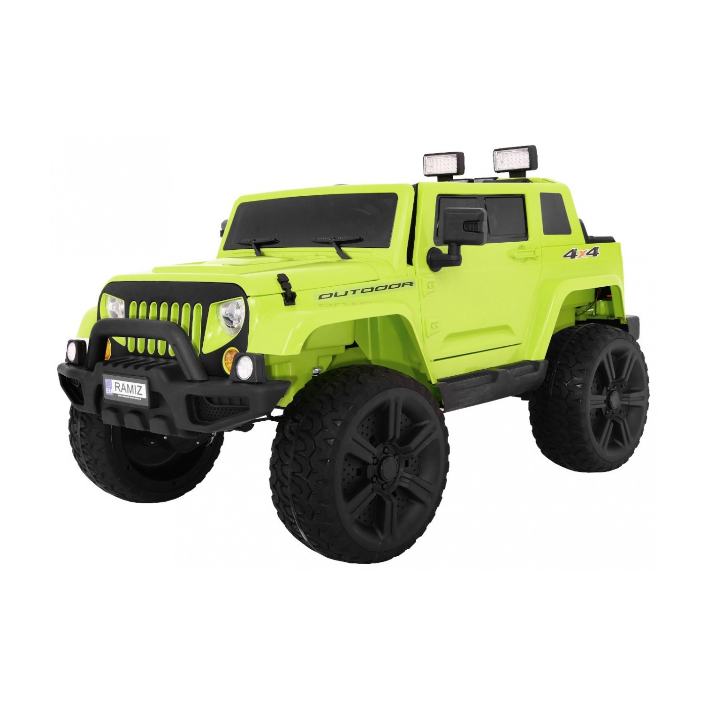 Mighty Jeep Kids Battery auto zelená + 2místný + 4x4 Drive + 2 nosiče zavazadel