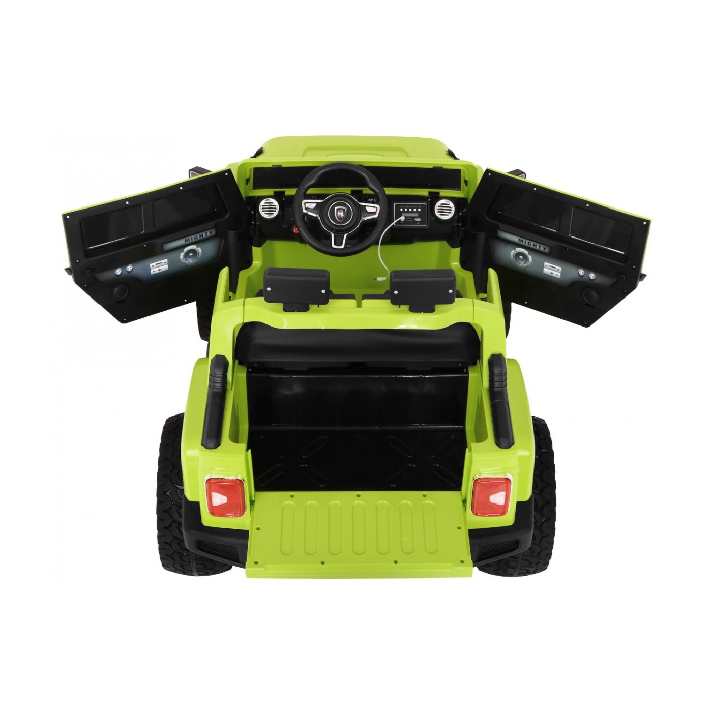 Mighty Jeep Kids Battery auto zelená + 2místný + 4x4 Drive + 2 nosiče zavazadel