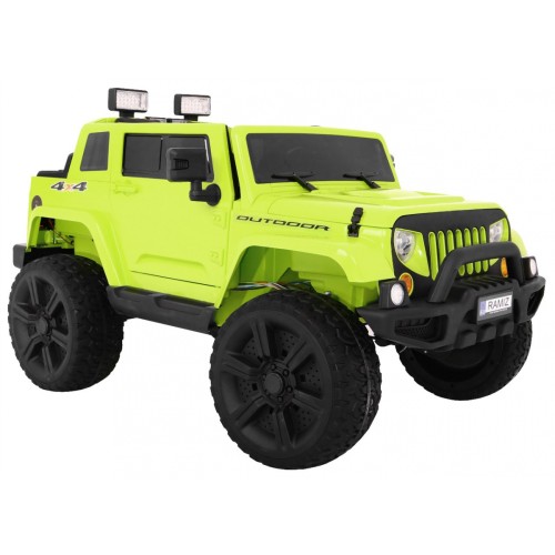 Mighty Jeep Kids Battery auto zelená + 2místný + 4x4 Drive + 2 nosiče zavazadel