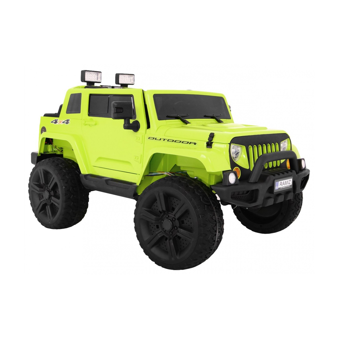 Mighty Jeep Kids Battery auto zelená + 2místný + 4x4 Drive + 2 nosiče zavazadel