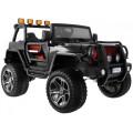 Jeep Monster 4x4 Dětské terénní auto černé + dálkové + nastavení sedadla + pomalý start + MP3 LED + kufr + batoh