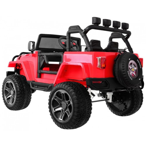 Jeep Monster 4x4 děti off-road auto červené dálkové nastavení sedadla MP3 LED kufr batoh